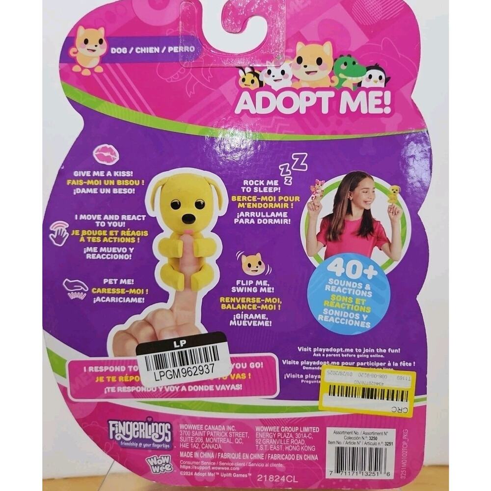 Fingerlings "Adopt Me!" Interactive Pet Dog - 40+ Sounds & Reactions Yellow Anim - Picture 3 of 4